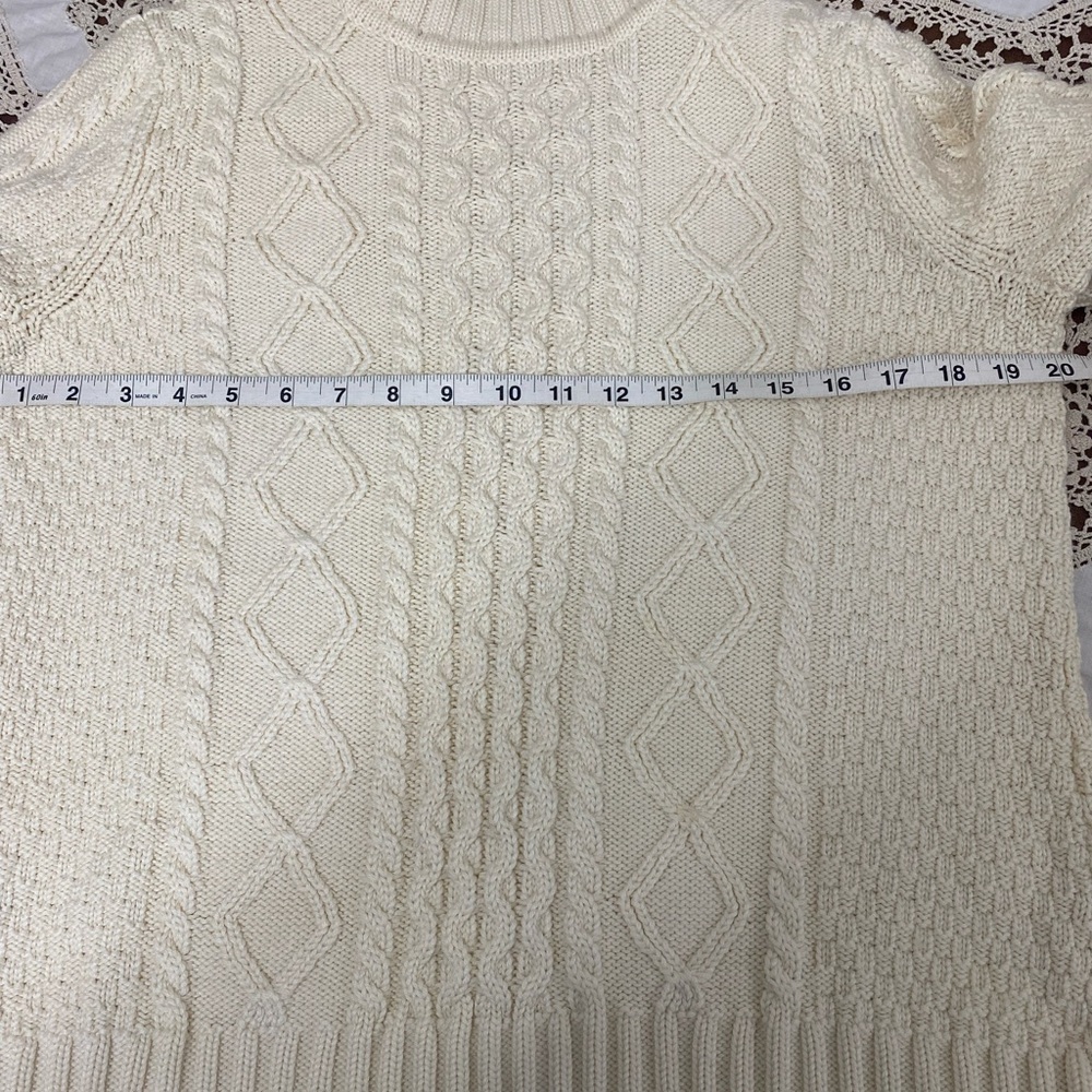 L.L. Bean Cream Cable Knit Turtleneck Sweater - Women size XL - Picture 3 of 6